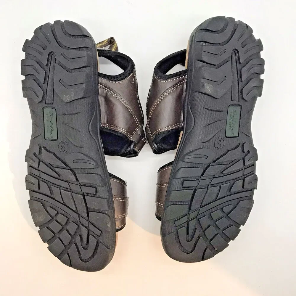 Thom McAn Daniel MemoTech  Sandals Men’s 9 Dark Brown & Black Beach Sport Shoes